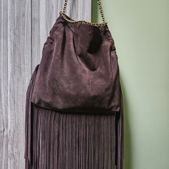 Veronica Beard Large Suede Fringe Slouch Shoulder Bag - Picture 3 of 16